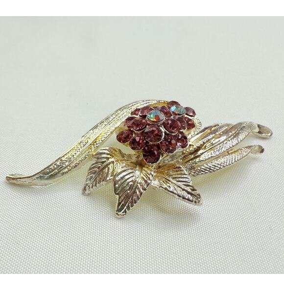 Vintage 1960s Juliana D&E Amethyst & AB Rhinestone Floral Spray Brooch - Picture 5 of 9